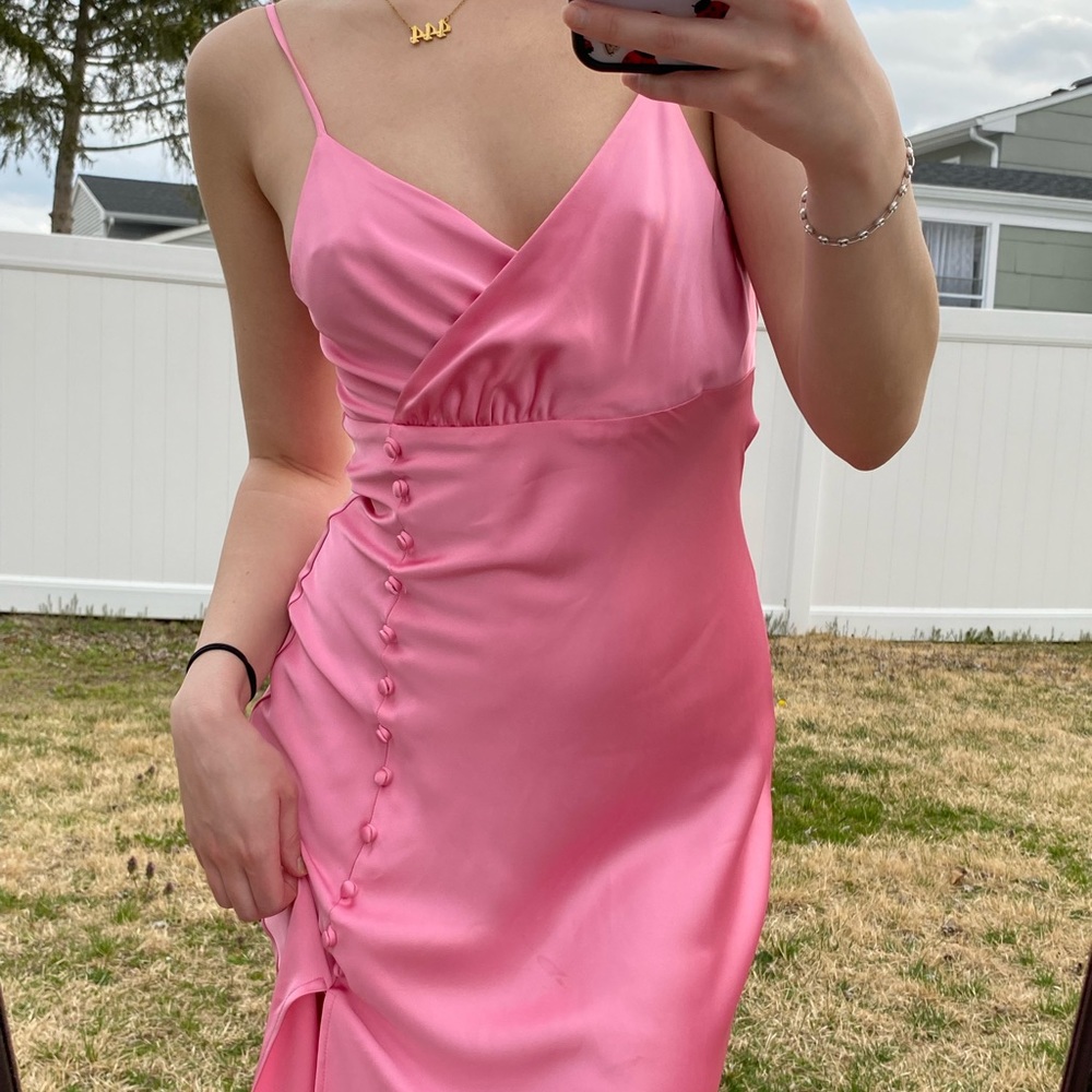 Pink long satin Zara dress - Picture 4 of 4